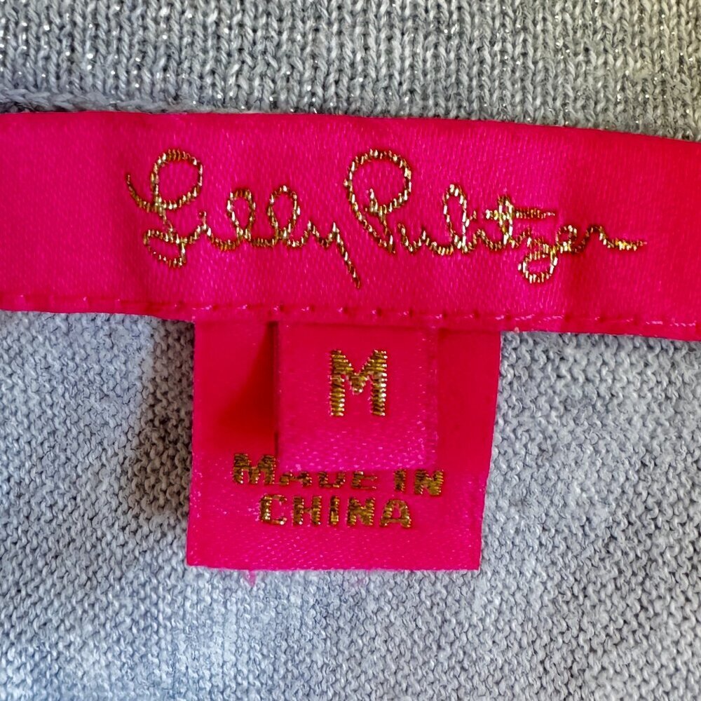 Lilly Pulitzer Arna Pullover Sweater Cotton Blend Light Grey Coolmax  Medium - Picture 6 of 10